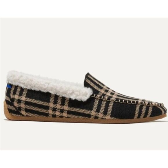ROTHY'S Merino Wool Blend Slip-on Black Plaid Moccasin Slippers Size 8 NWOB - Picture 3 of 11